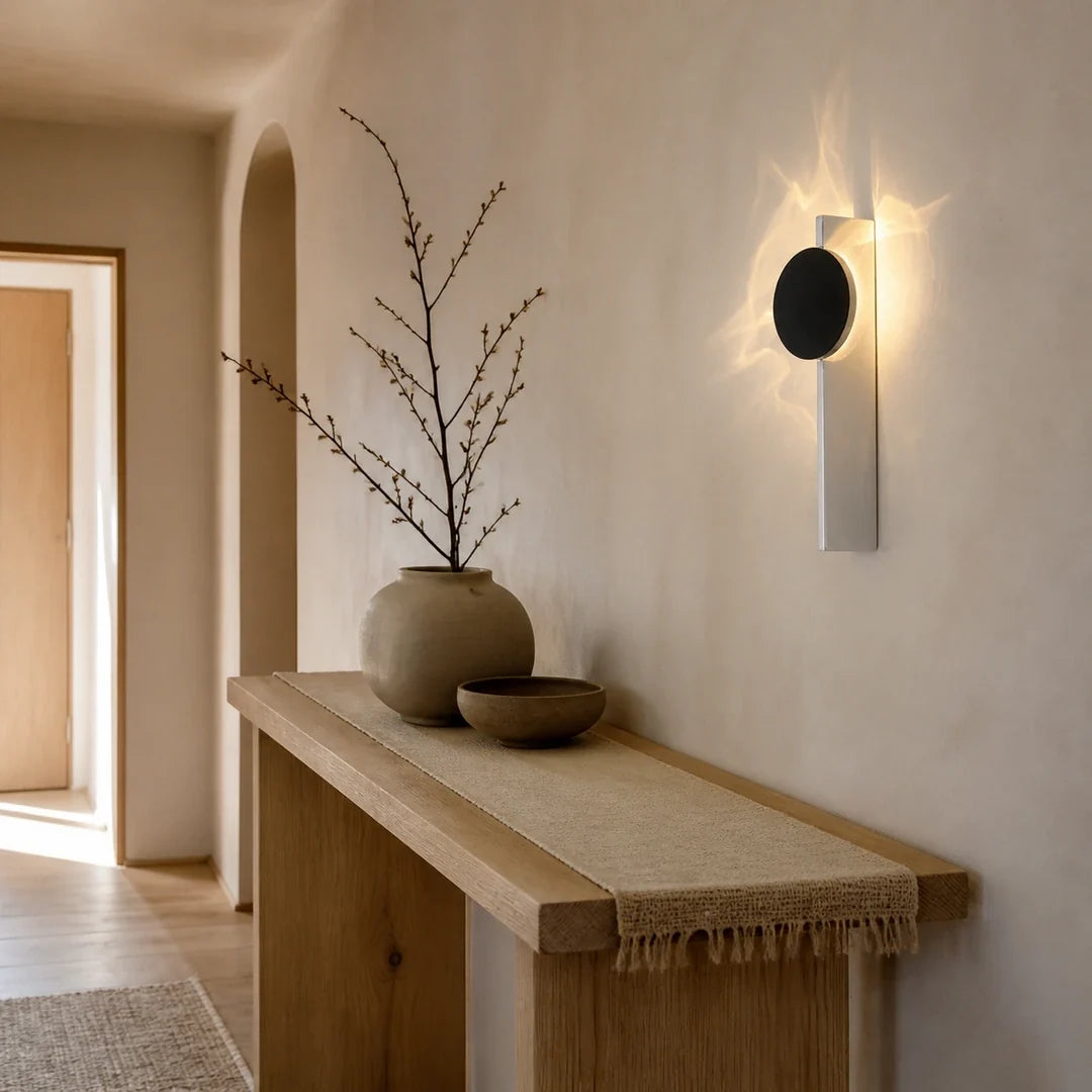 Arandela Linea iluminando ambiente contemporâneo — Tonzi