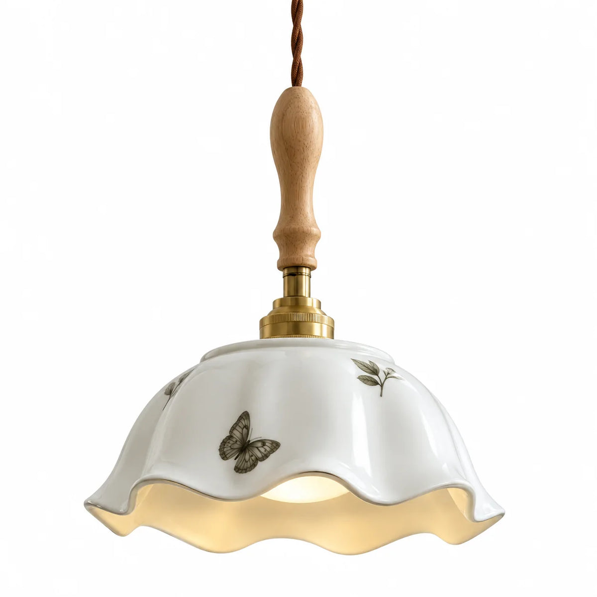 Detalhe da luminária pendente Chou com borboletas — Tonzi