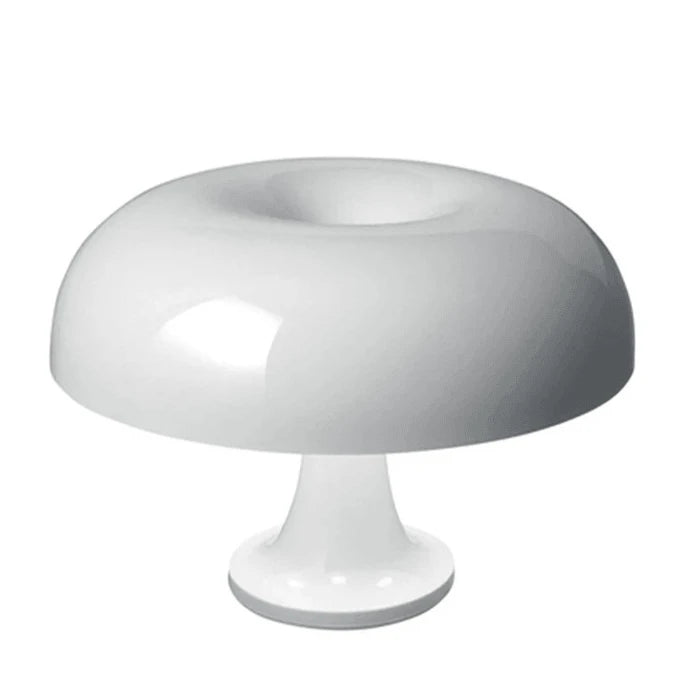 Abajur de mesa cogumelo laranja LED Tonzi vista lateral com sombreamento natural