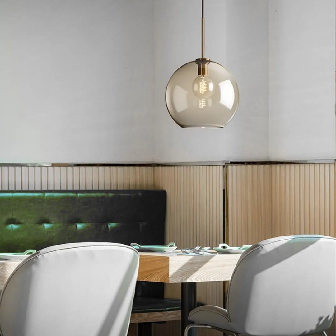 Luminária Pendente Bola Globo Vidro Nero