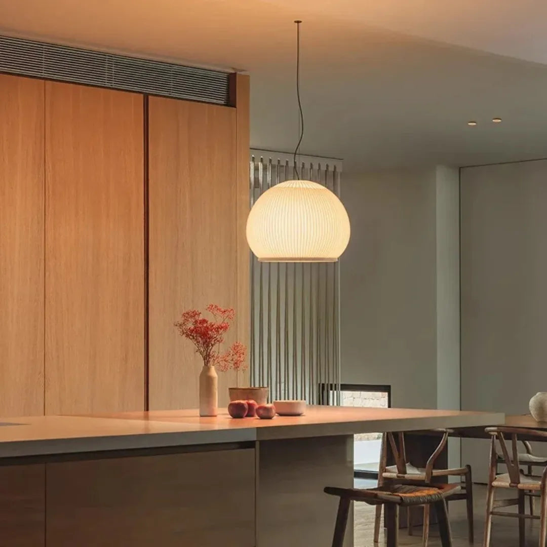 Luminária Pendente Minimalista em Tecido Wabi-Sabi LED