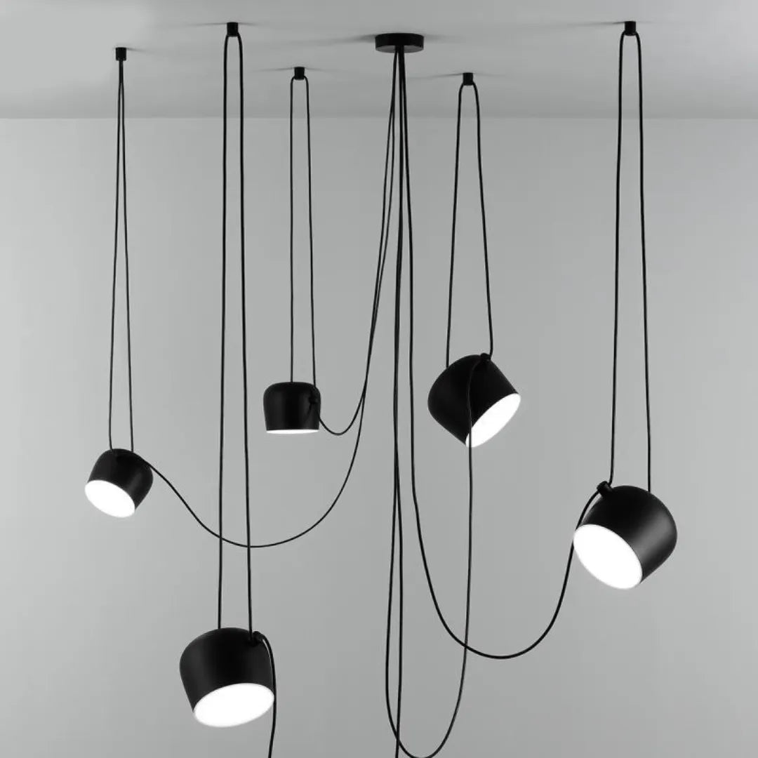 Luminária Pendente Moderna em Alumínio com 4 Cúpulas Ø18cm