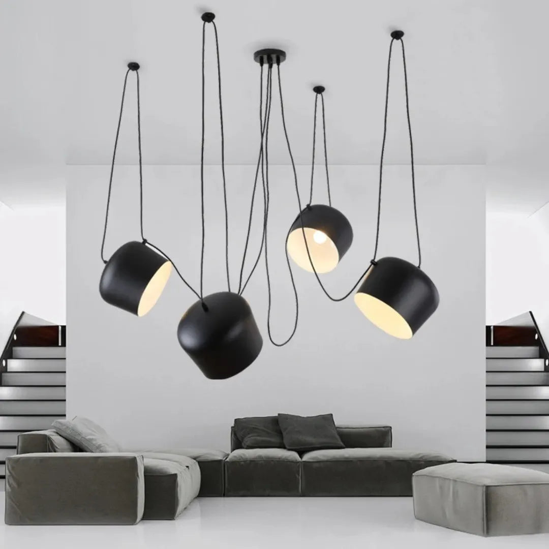 Luminária Pendente Moderna em Alumínio com 4 Cúpulas Ø18cm