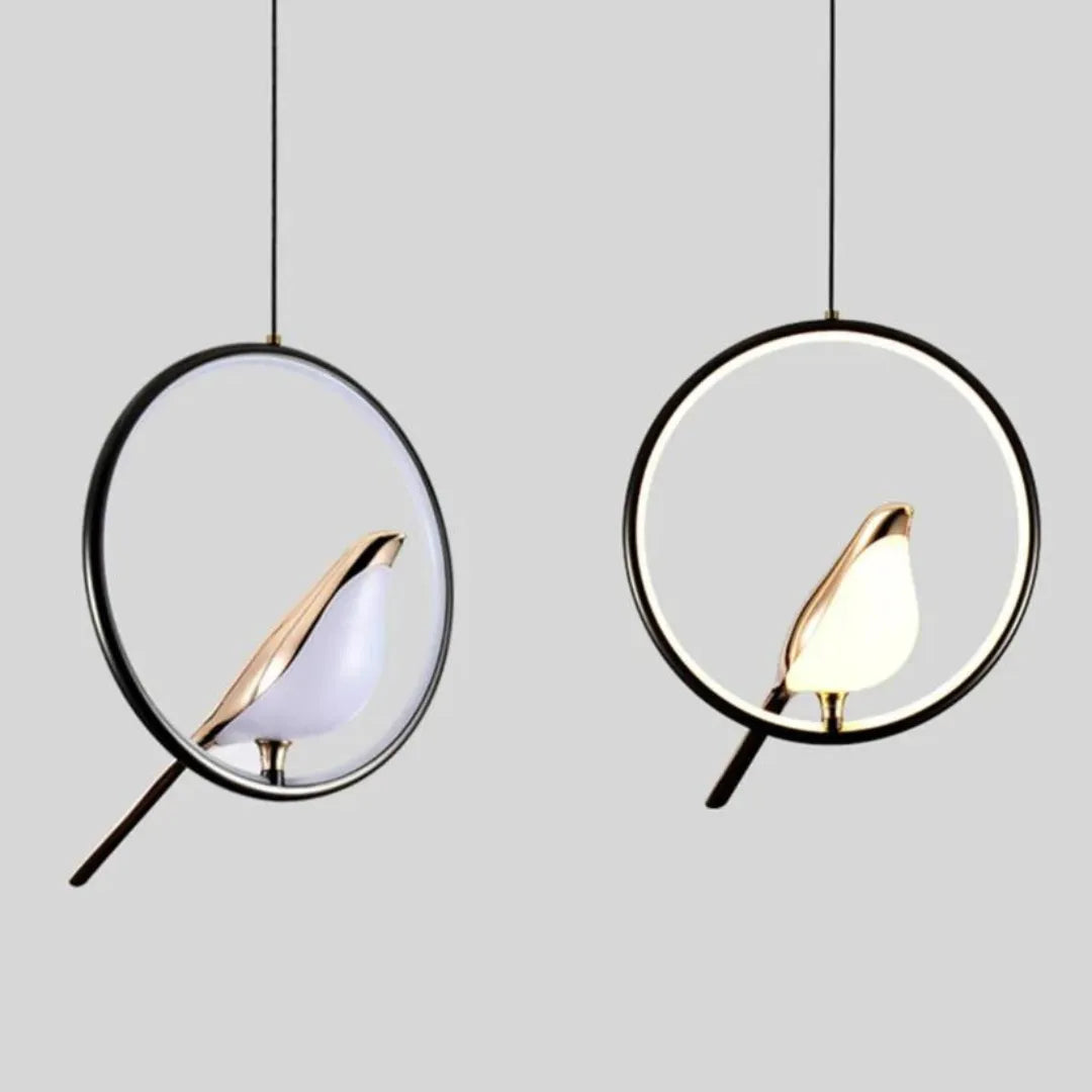 Lustre-Pendente-Pássaro-Dourado-LED