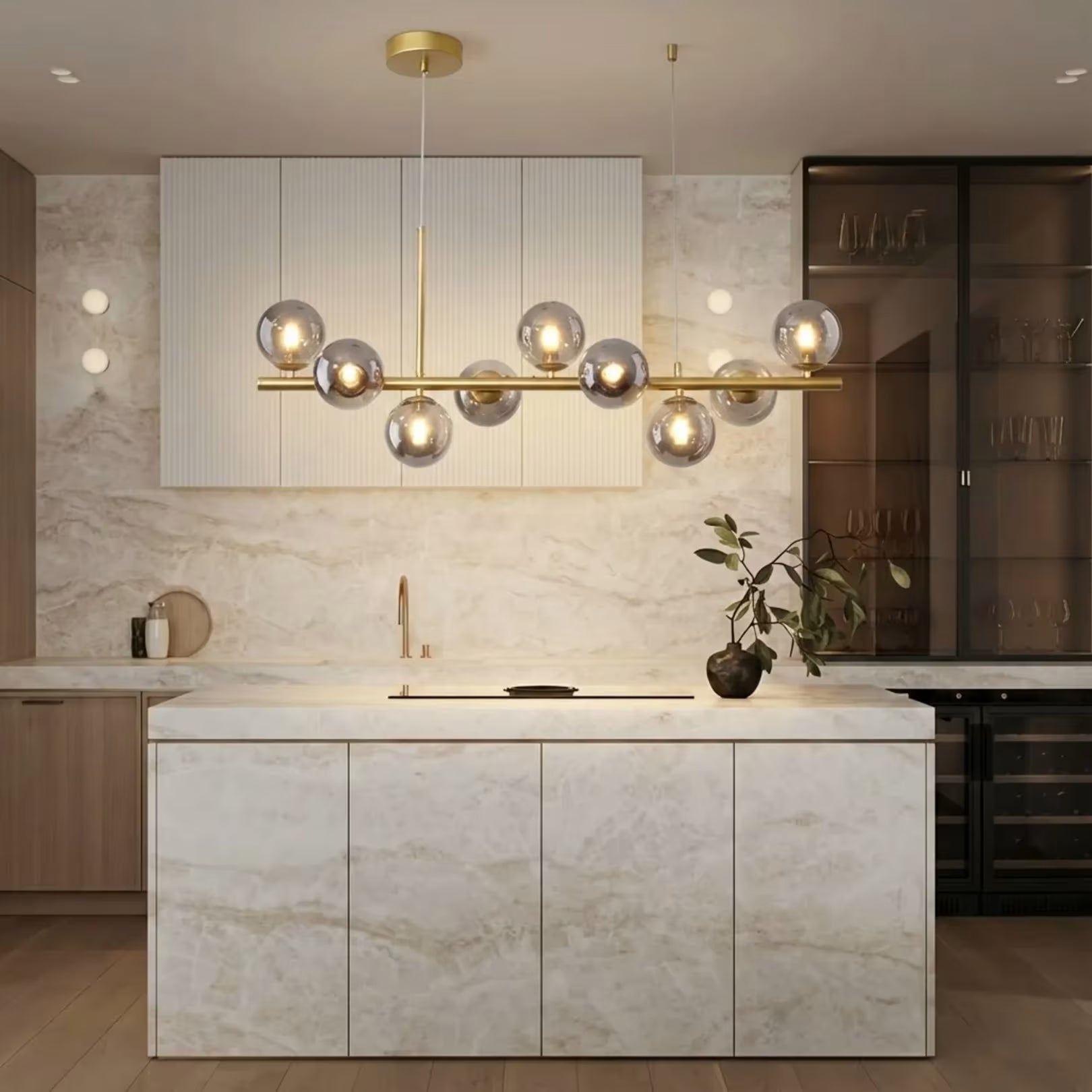 Lustre Pendente Sala de Jantar e Estar Vidro LED