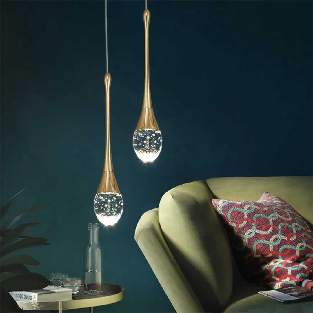 Lustre Pendente em Gota Cristal