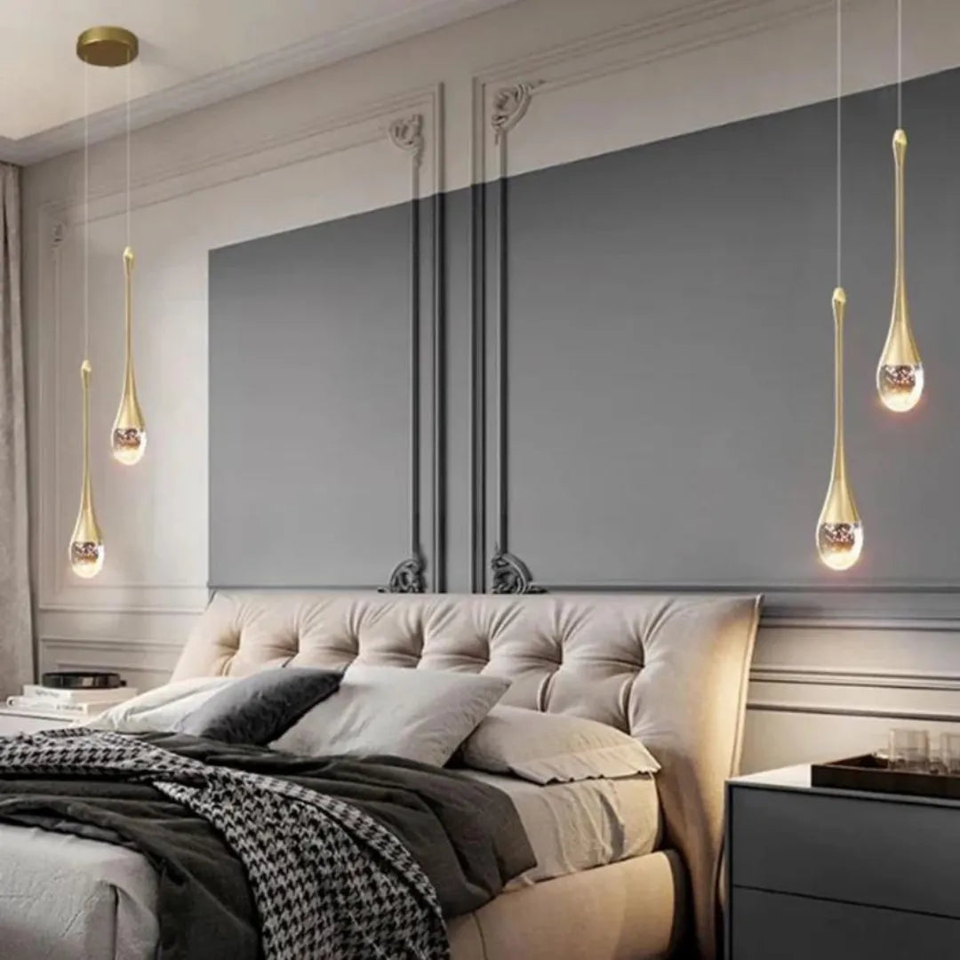 Lustre Pendente em Gota Cristal