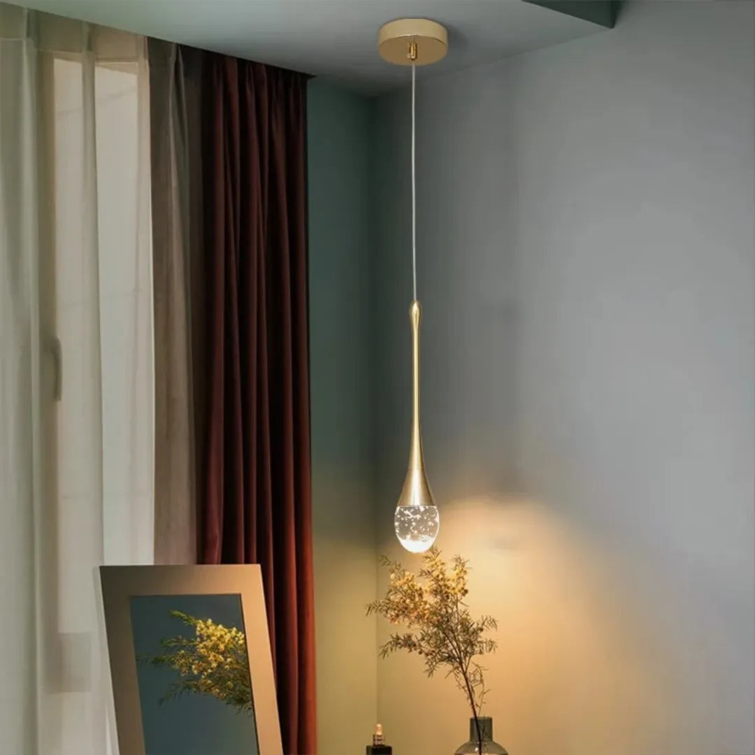Lustre Pendente em Gota Cristal