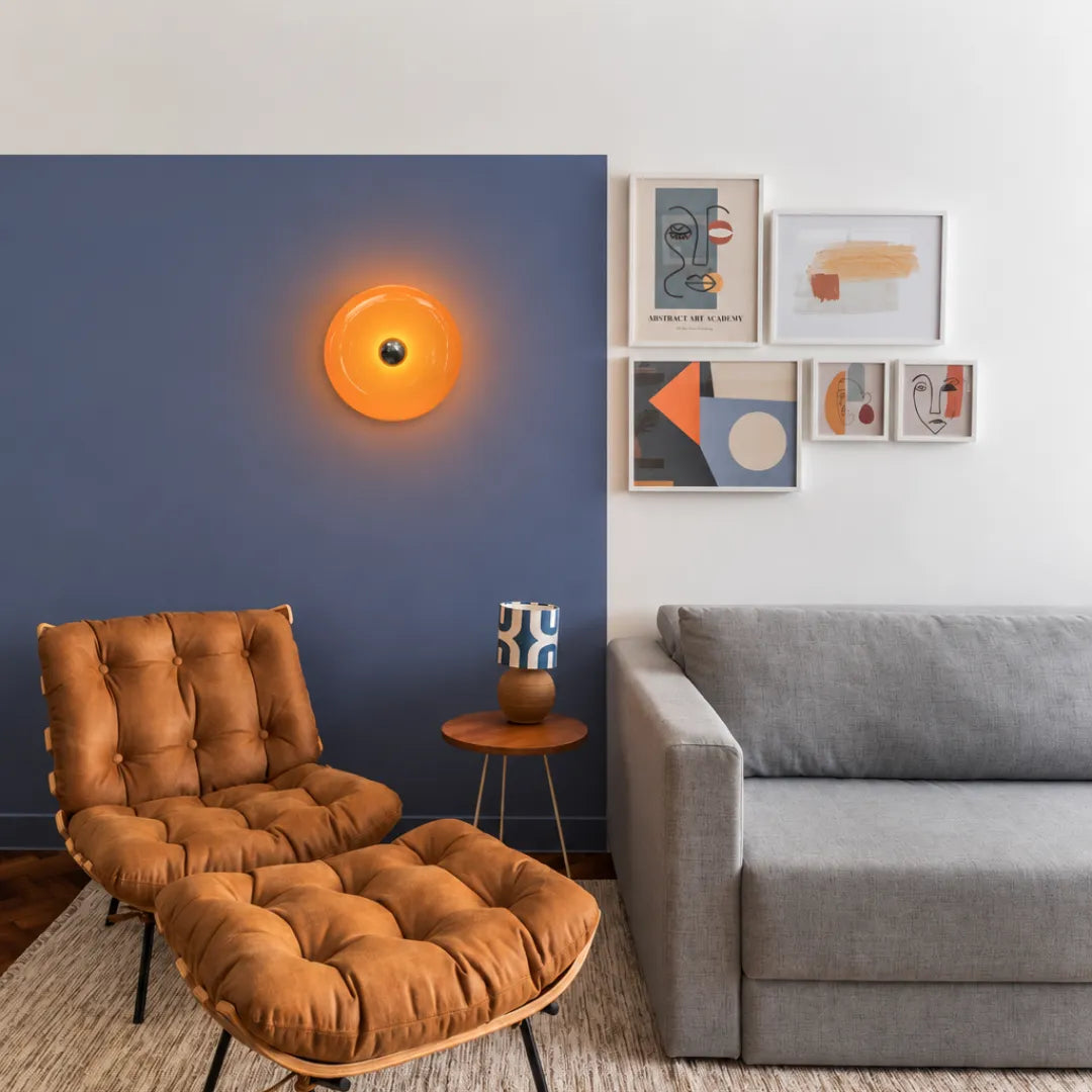 Arandela de Parede LED Vidro Donut Laranja Touch Tricolor