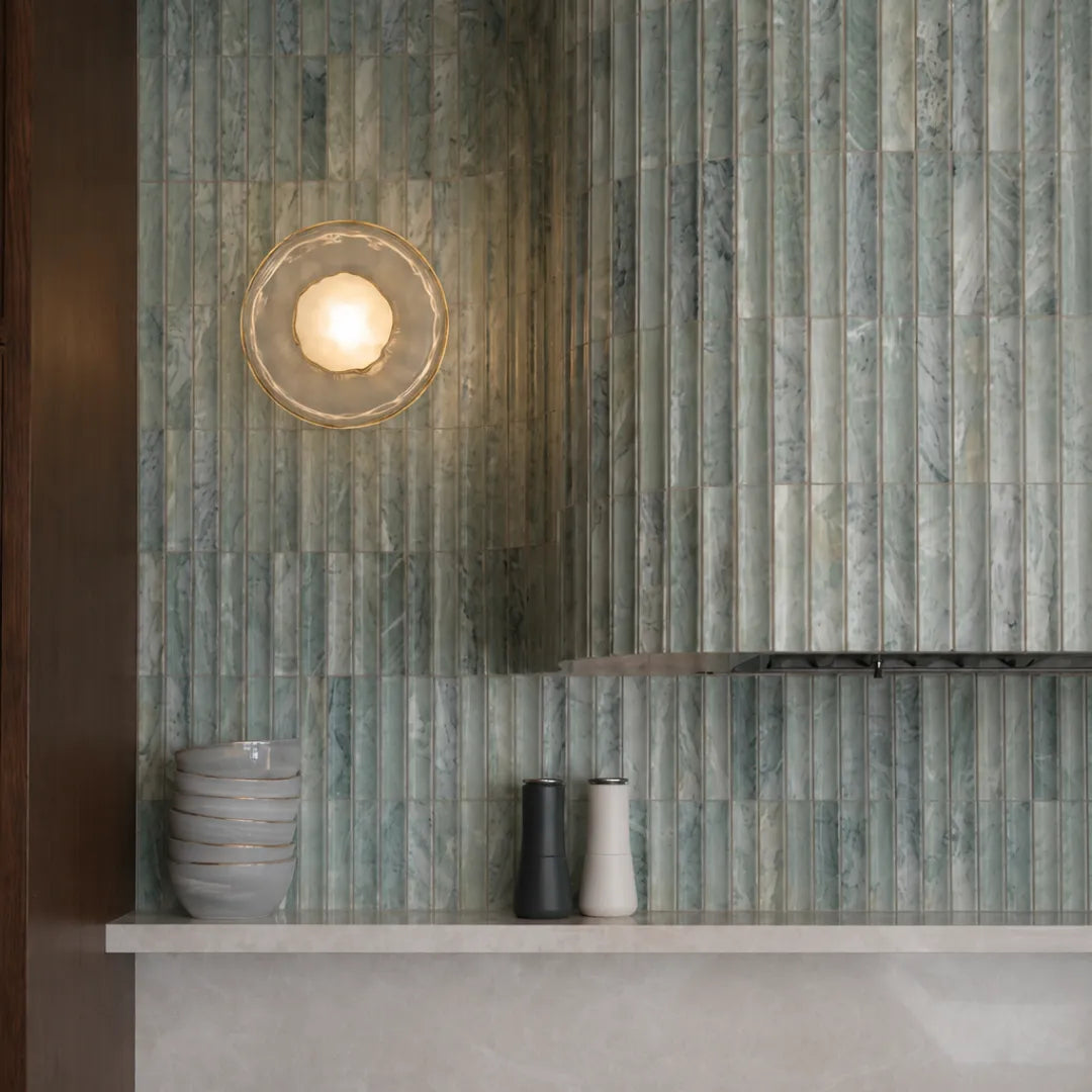 Arandela de parede vidro LED orgânica designer Nácar
