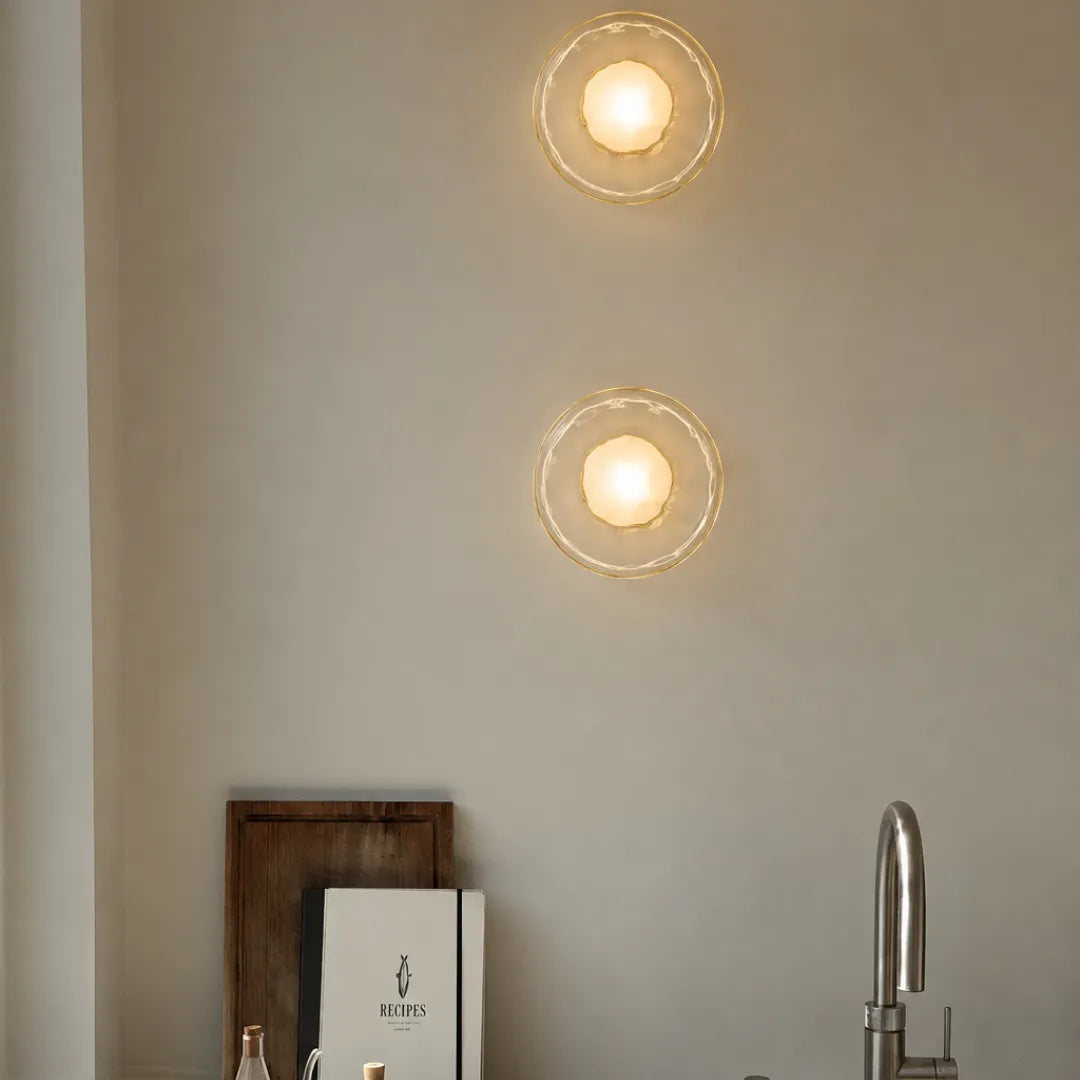 Arandela de parede vidro LED orgânica designer Nácar