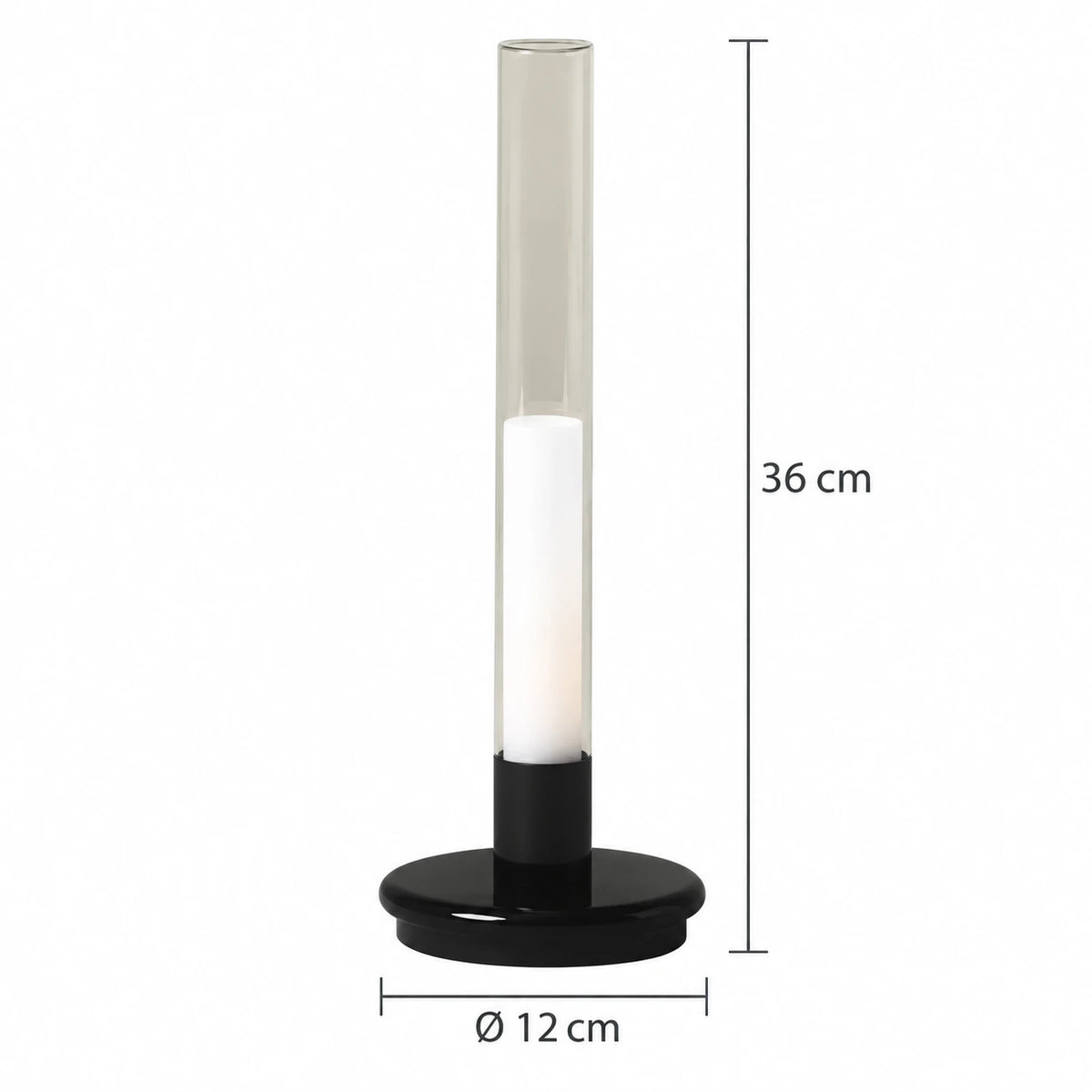 Medidas da Íris Preta: altura 36 cm e diâmetro da base 12 cm