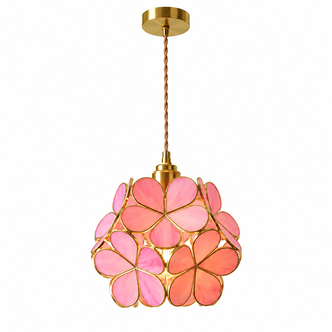 Luminária Pendente Acrílico Art Déco Lume Rosa em fundo branco — Tonzi