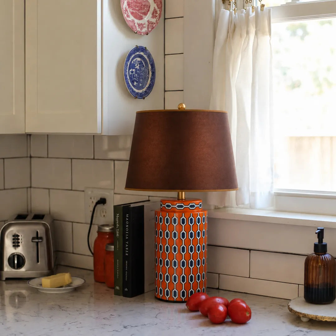 Luminária de Mesa Cerâmica Laranja Hexa