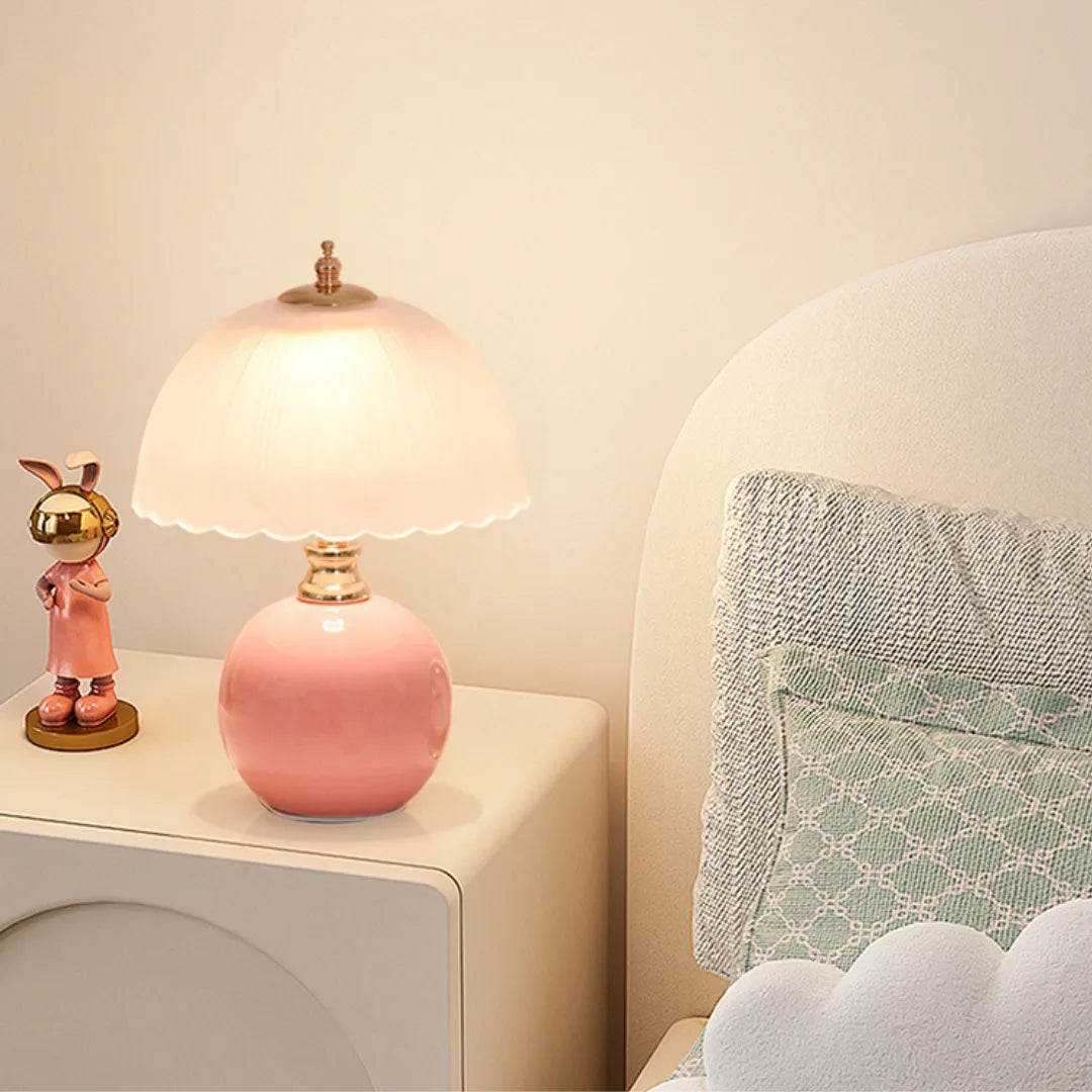 Luminária de Mesa em Vidro e Cerâmica