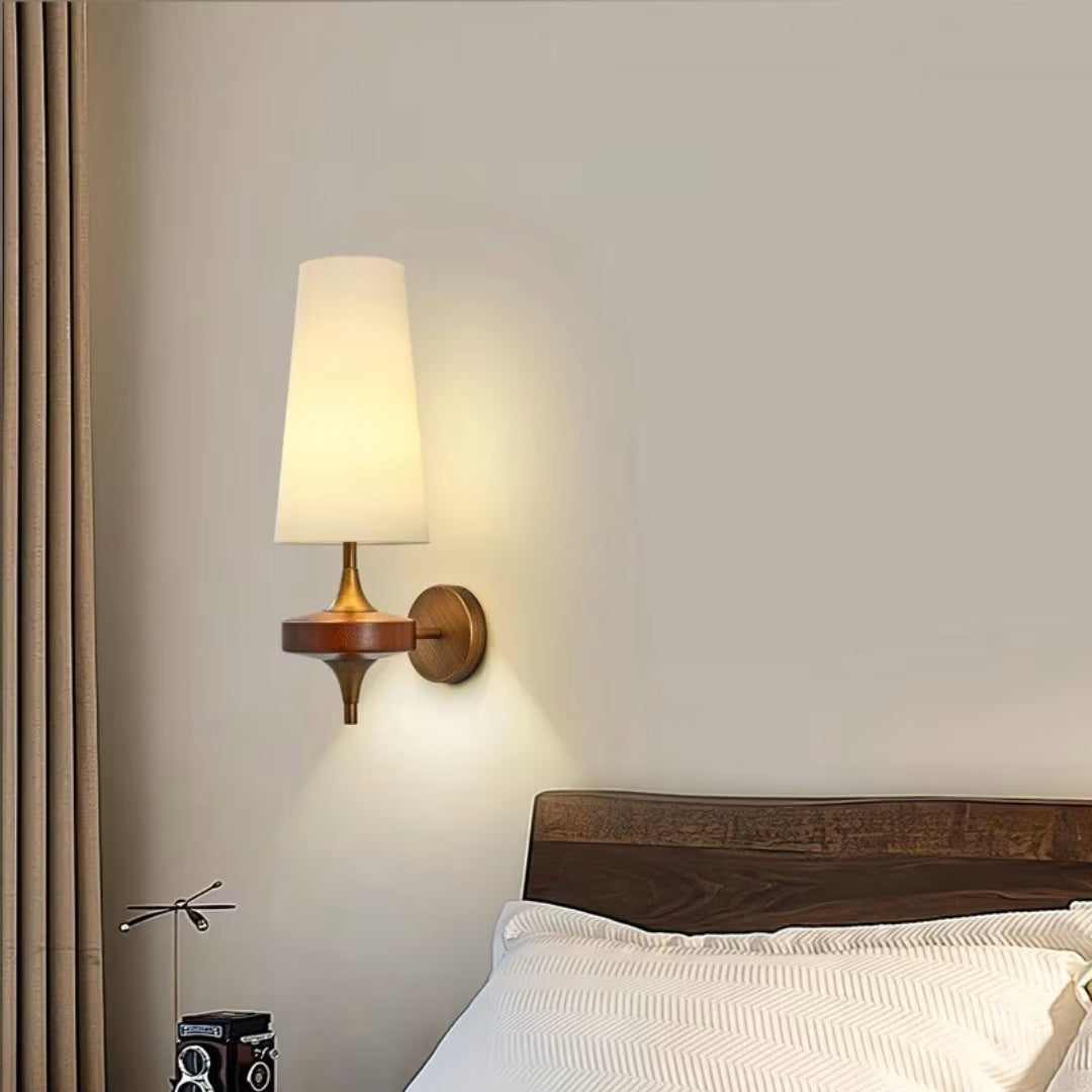 arandela de parede para quarto com cúpula de tecido luz aconchegante