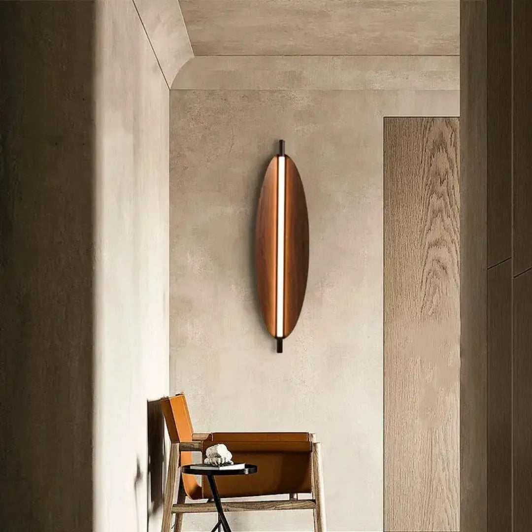 Luminária de Parede LED Minimalista em Madeira Longa