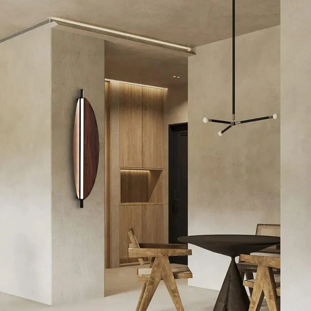 Luminária de Parede LED Minimalista em Madeira Longa