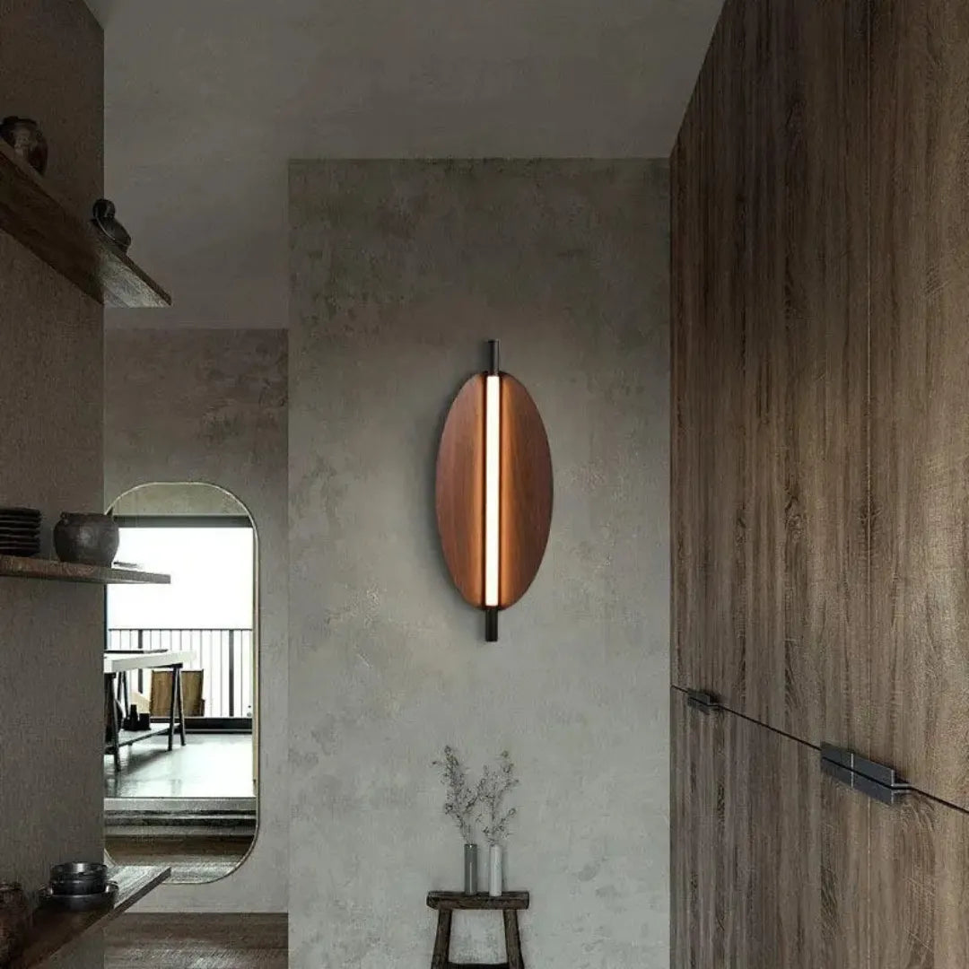 Luminária de Parede LED Minimalista em Madeira Longa