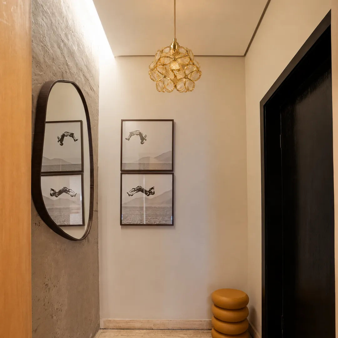 Luminária Pendente Acrílico Art Déco Lume Dourada