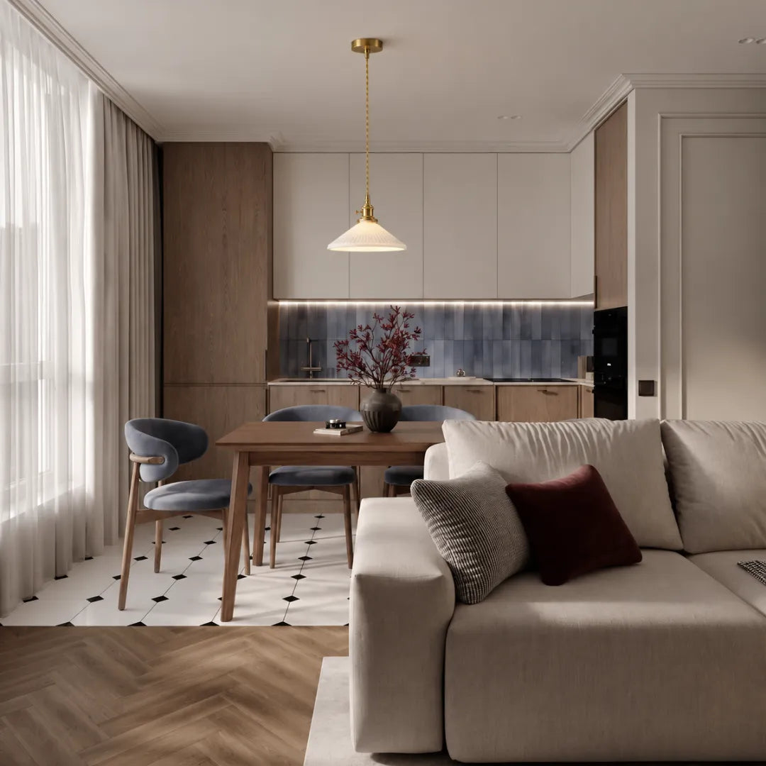 Luminária pendente Yuki em vidro branco plissado — Tonzi