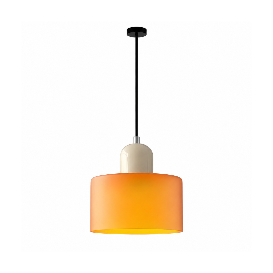 Luminária Pendente de Vidro Laranja e Creme Croma