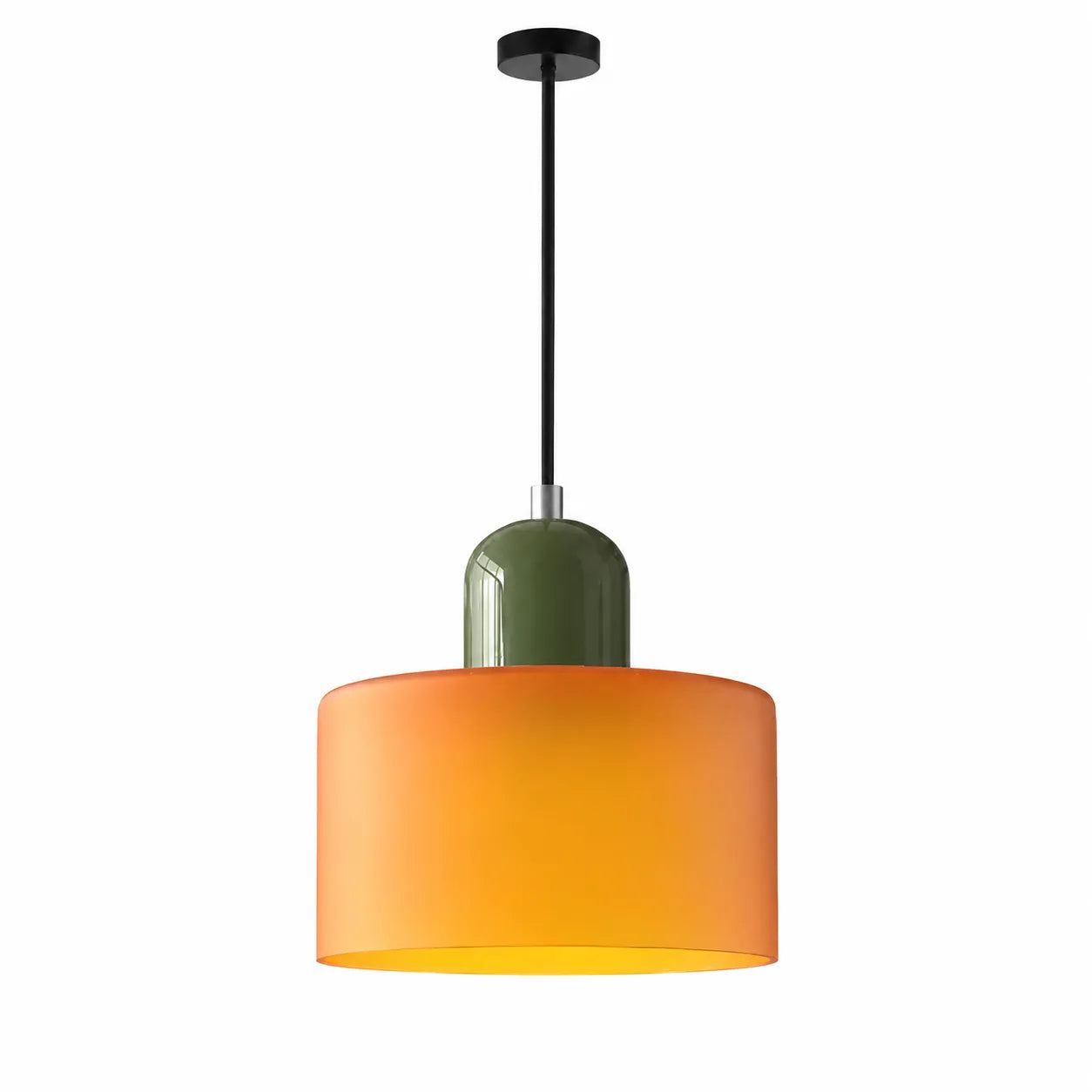 Luminária Pendente de Vidro Laranja e Verde Oliva Croma
