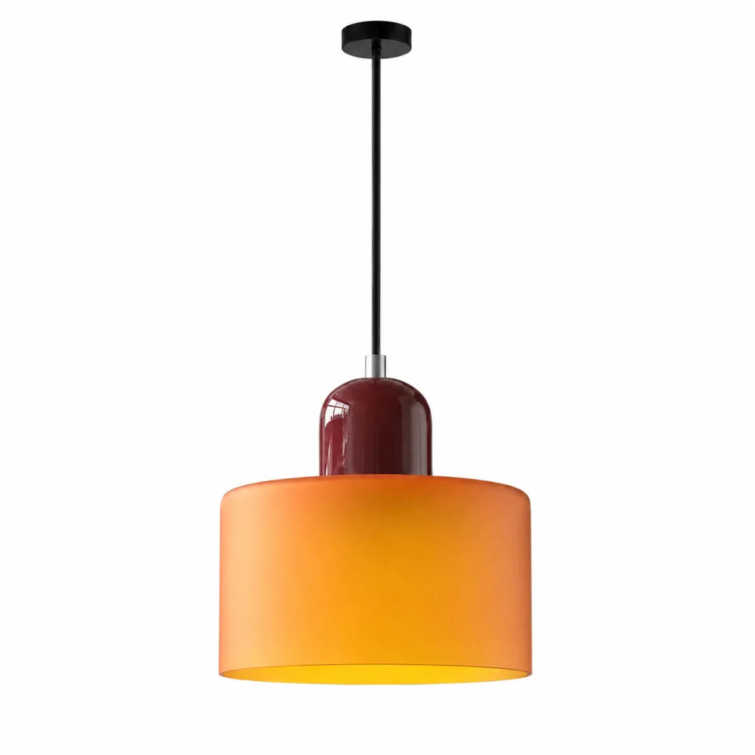 Luminária Pendente de Vidro Laranja e Vinho Croma