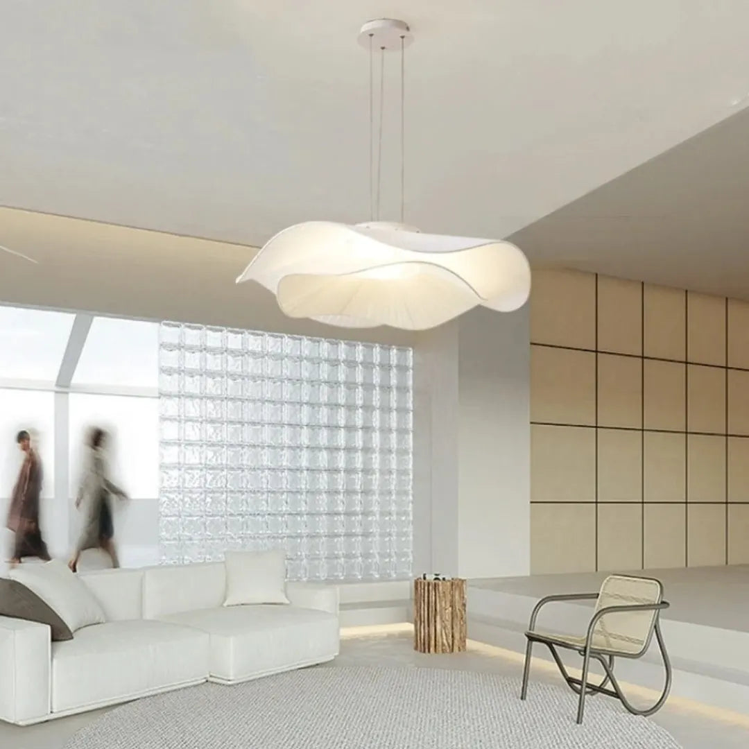 Luminária Pendente em Tecido Branco Moderna LED