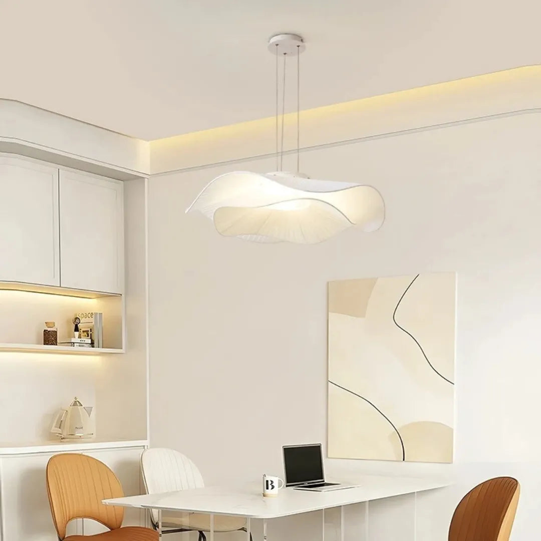 Luminária Pendente em Tecido Branco Moderna LED