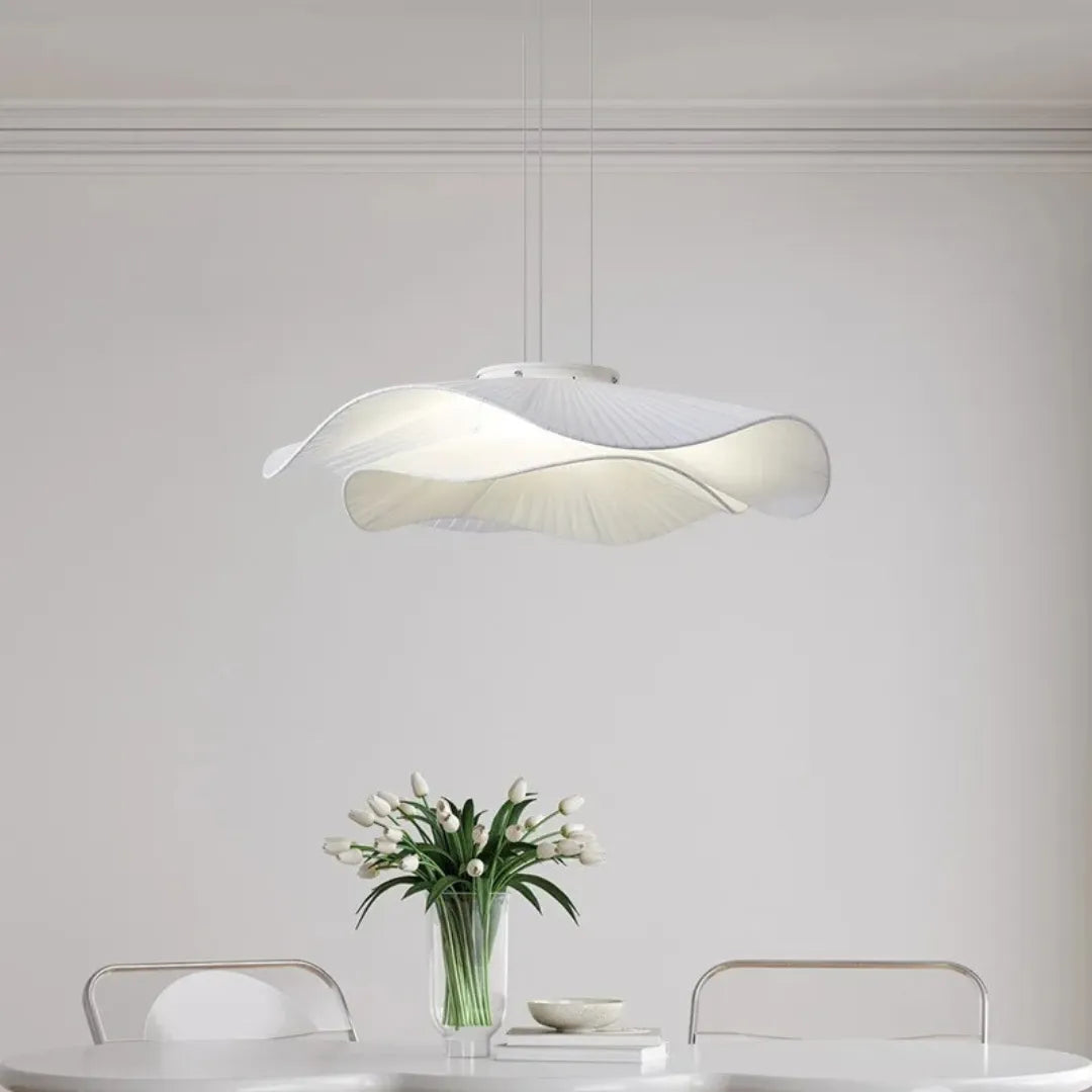 Luminária Pendente em Tecido Branco Moderna LED