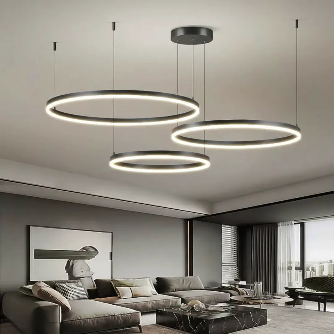 Luminária Pendente LED Anéis Circulares Moderna Auren
