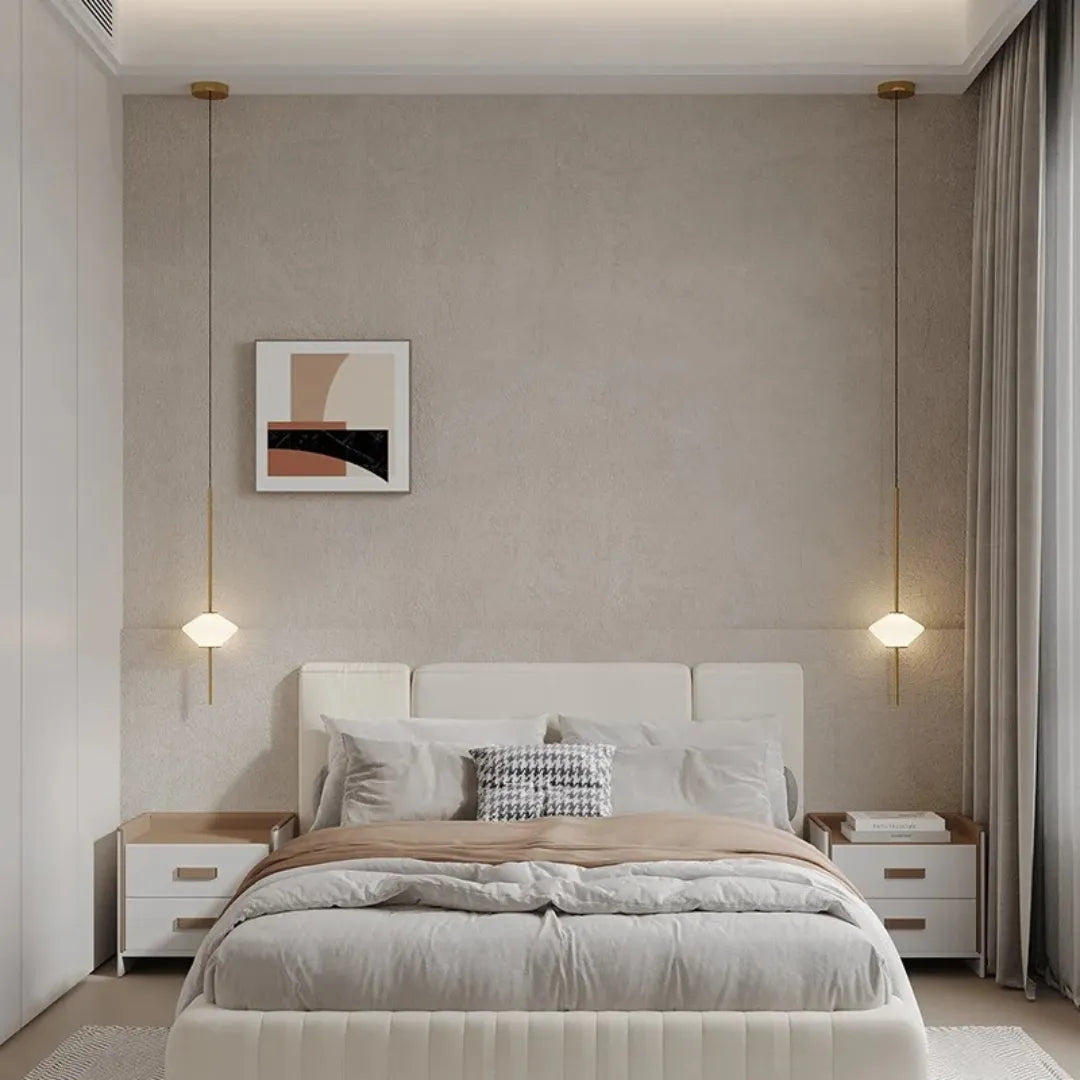 Luminária Pendente Minimalista de Vidro Branco LED Ajustável