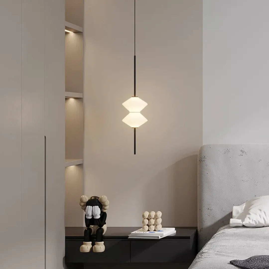 Luminária Pendente Minimalista de Vidro Branco LED Ajustável