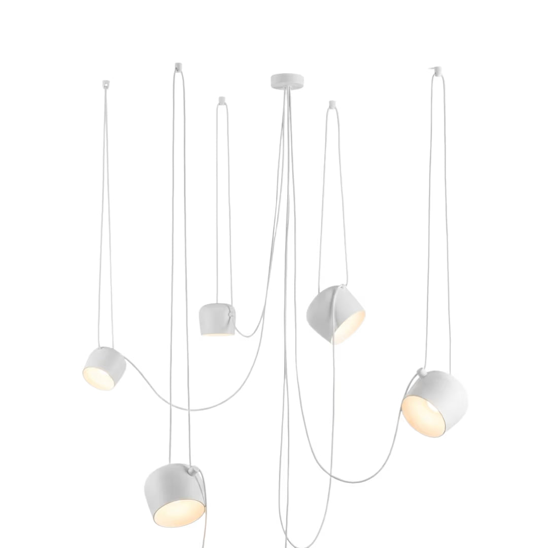 Luminária Pendente Moderna em Alumínio com 5 Cúpulas Ø18cm