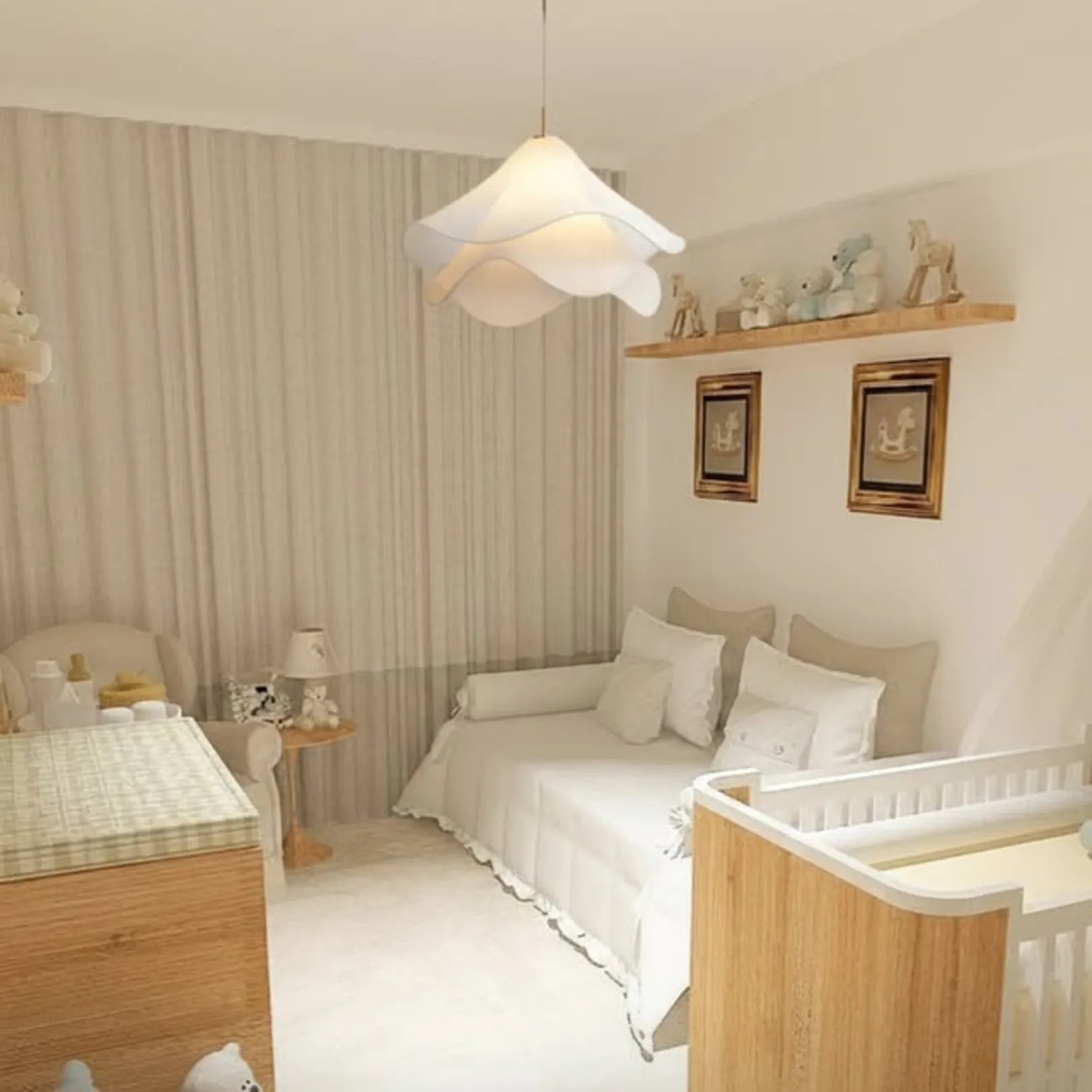 Luminária Pendente Moderna Flor em Tecido