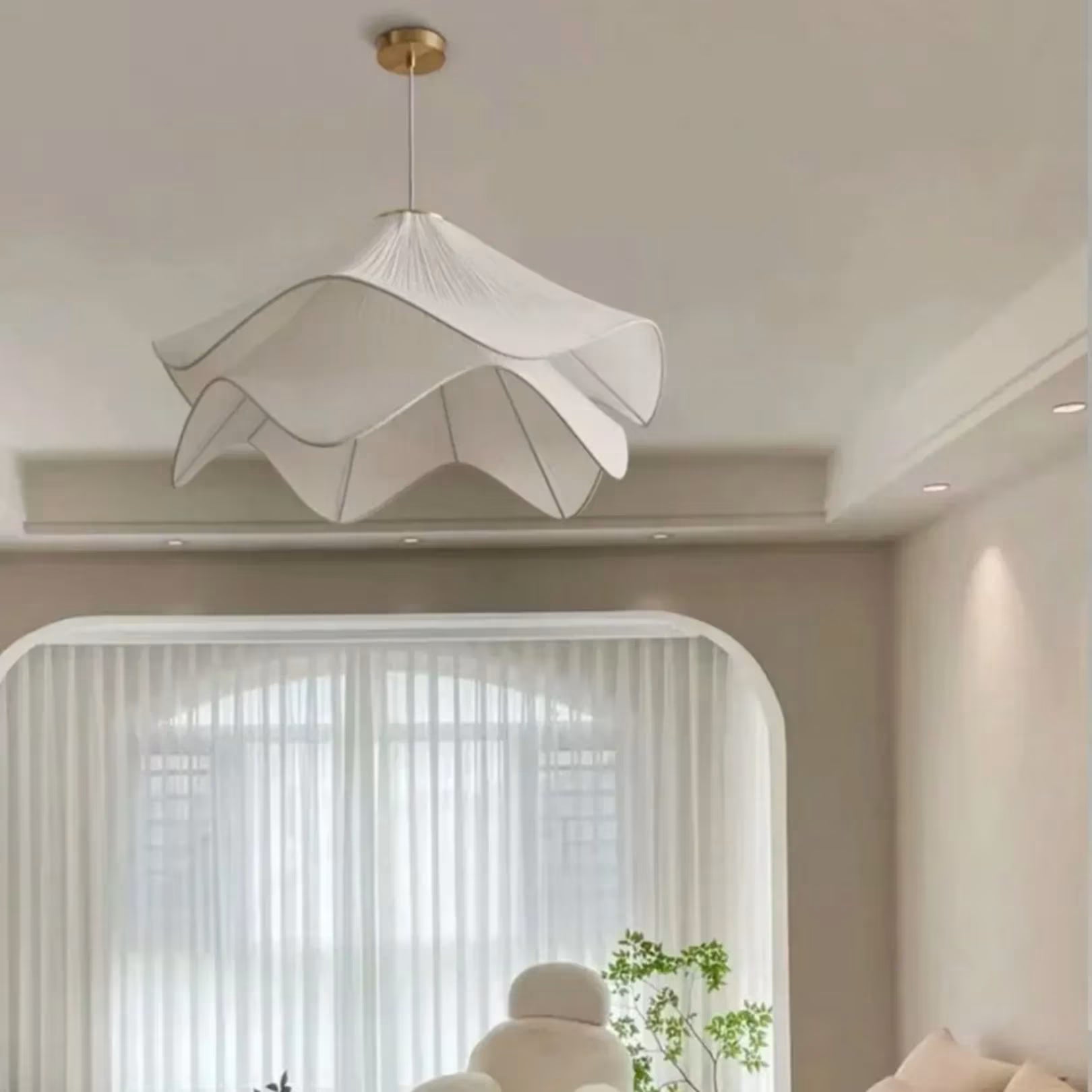 Luminária Pendente Moderna Flor em Tecido