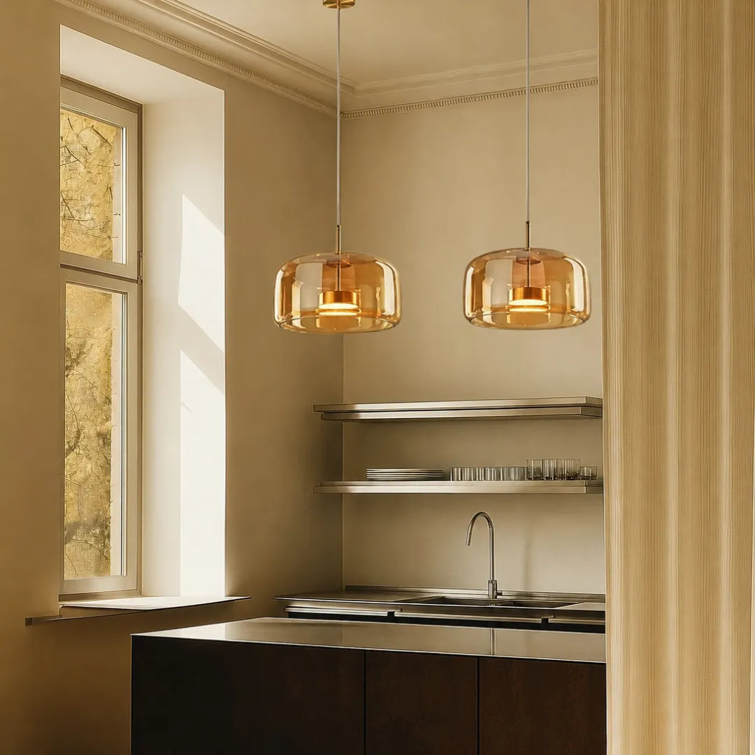 Luminária Pendente Moderna Metal Vidro Aurum