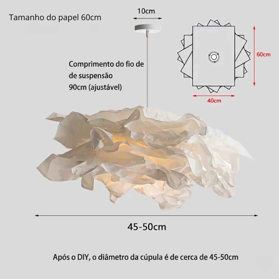 Foto técnica do pendente origami em fundo branco — Pendente Hana Origami Ø60cm — Tonzi