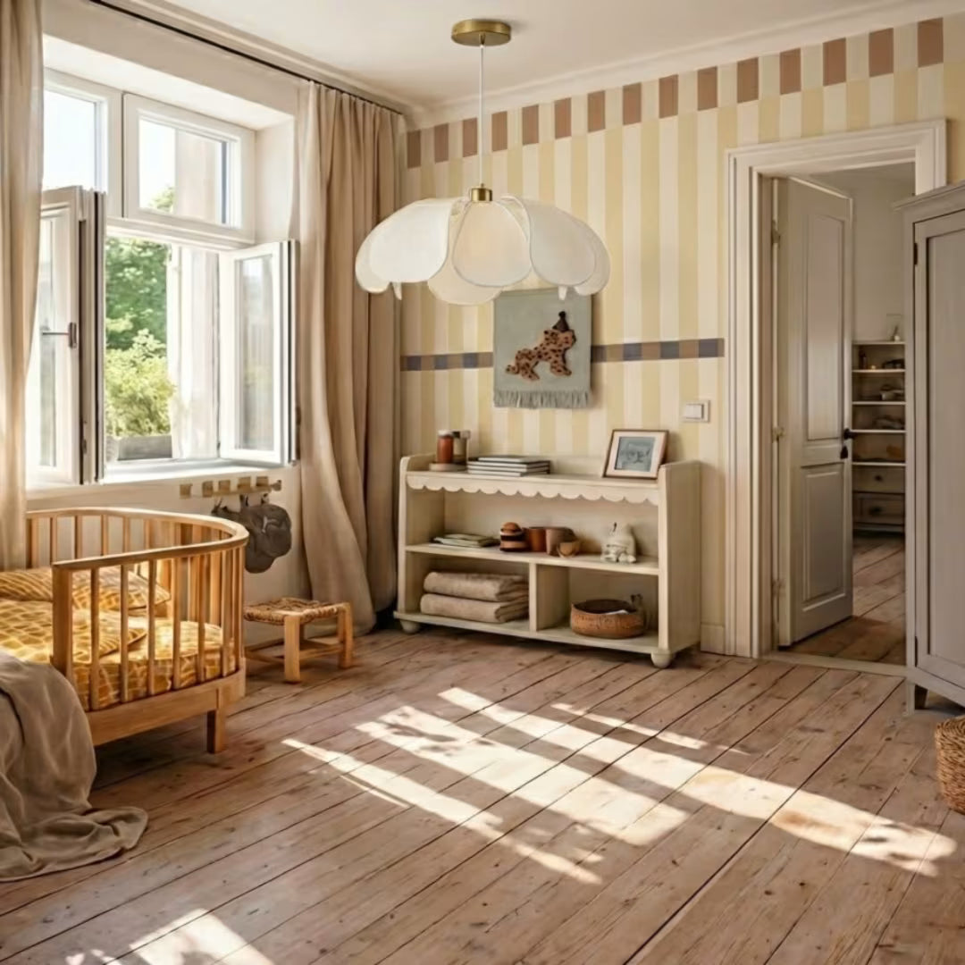 Luminária Pendente Pétalas de Flores Tecido Vintage Ø50cm