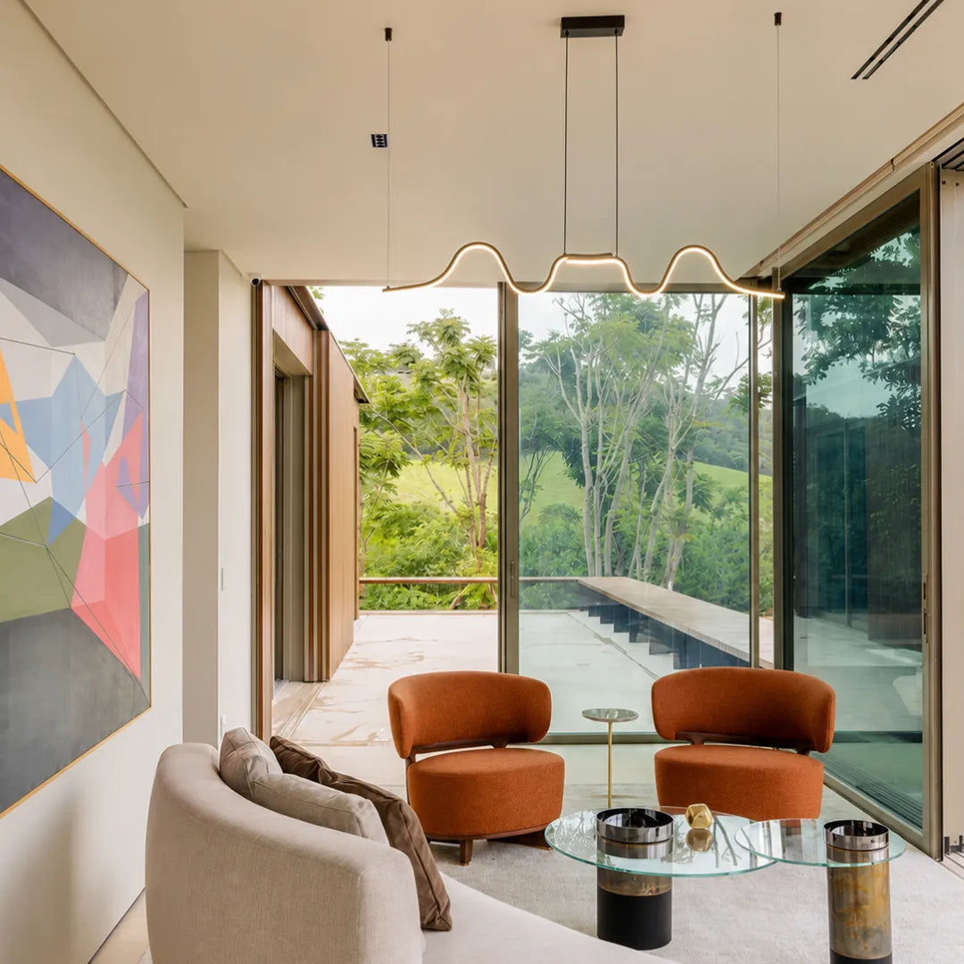 Luminária Pendente Linear Moderna em Alumínio LED Ondina