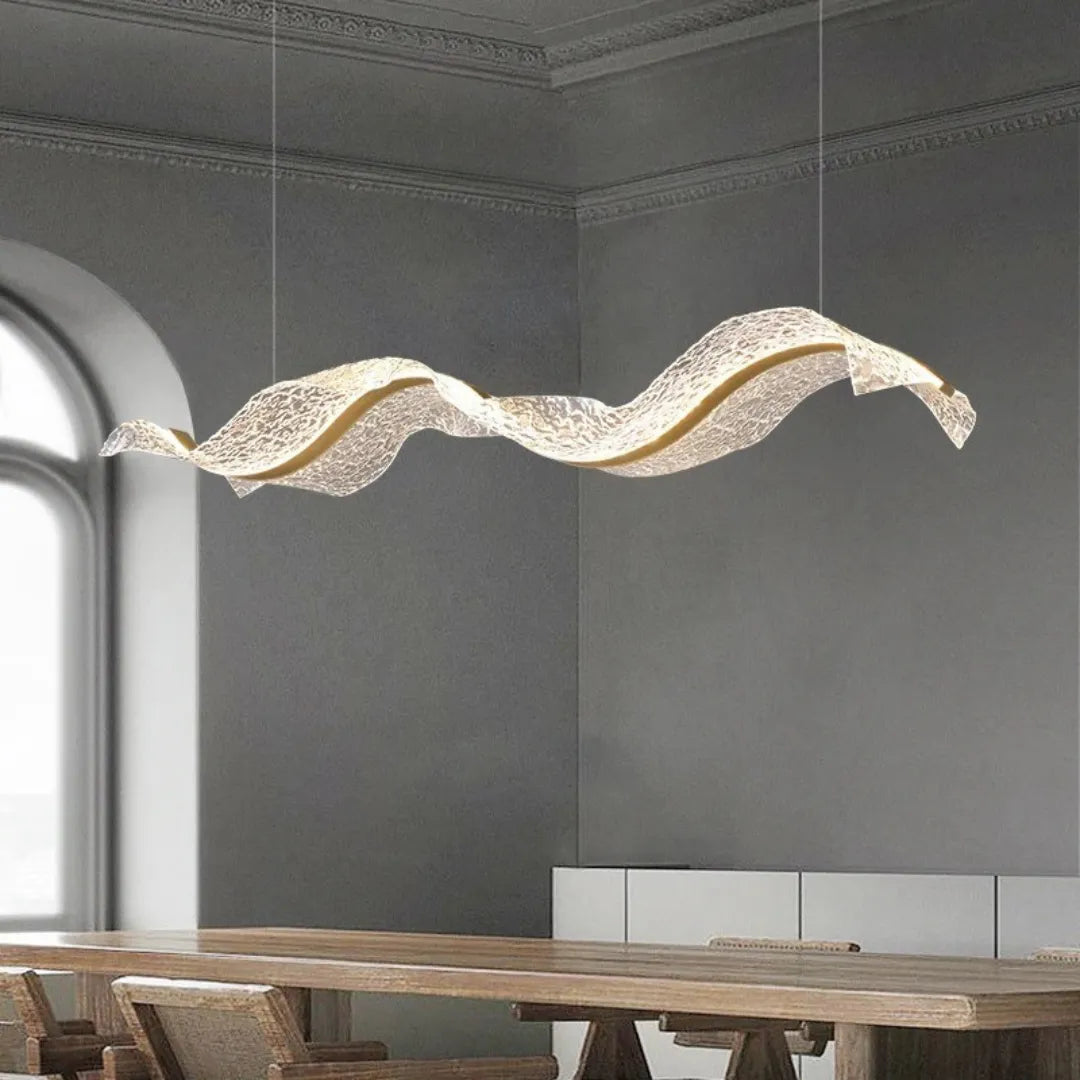 Lustre pendente para sala led design onda minimalista nivra