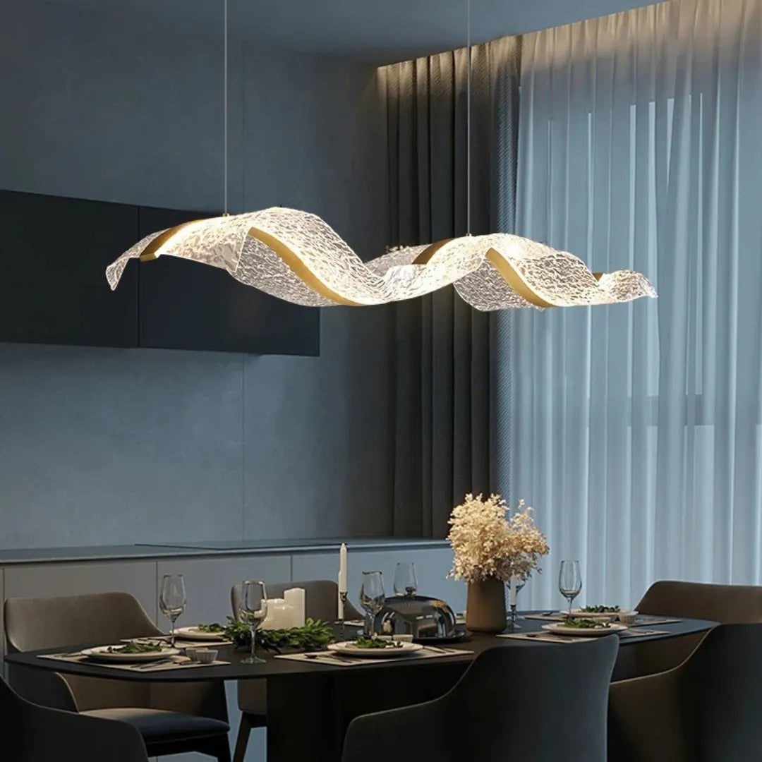 Lustre pendente para sala led design onda minimalista nivra