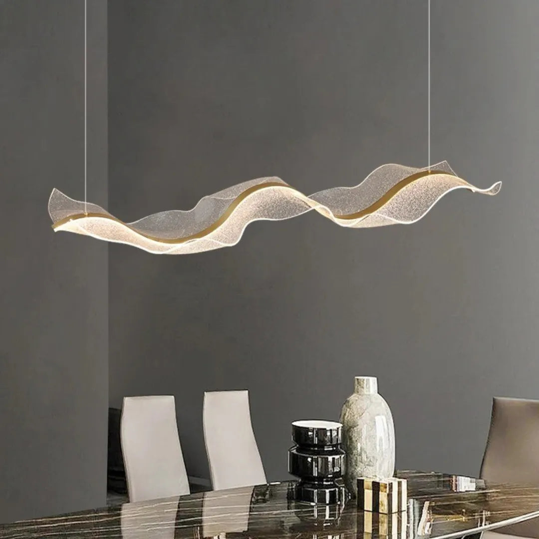 Lustre pendente para sala led design onda minimalista nivra