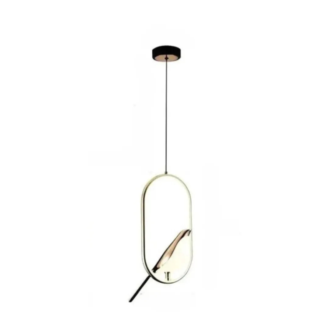 Lustre Pendente Pássaro Dourado LED