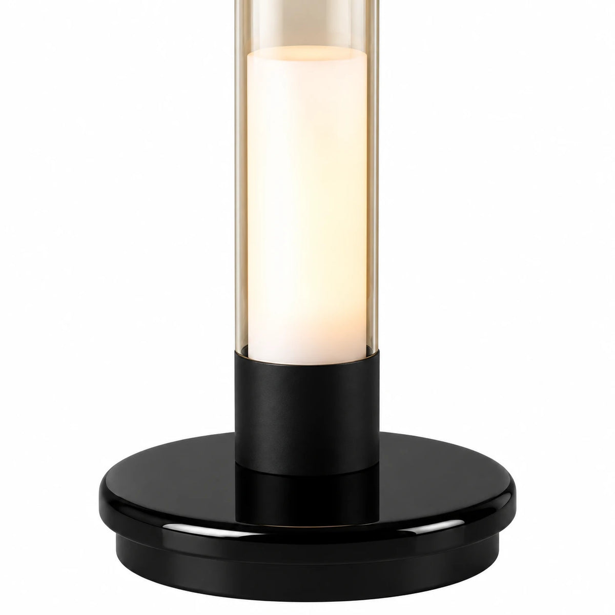 Detalhe da Luminária de Mesa Recarregável em Vidro LED Íris Preta