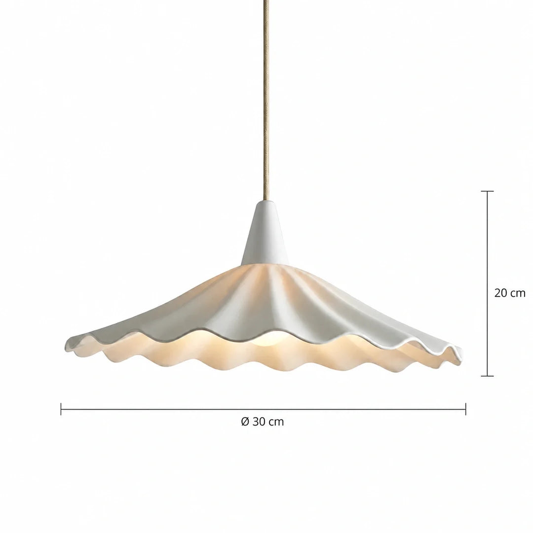 Medidas da luminária pendente de cerâmica: 30 cm de diâmetro e 20 cm de altura