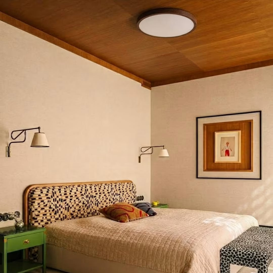 Plafon de teto LED circular amadeirado Siena