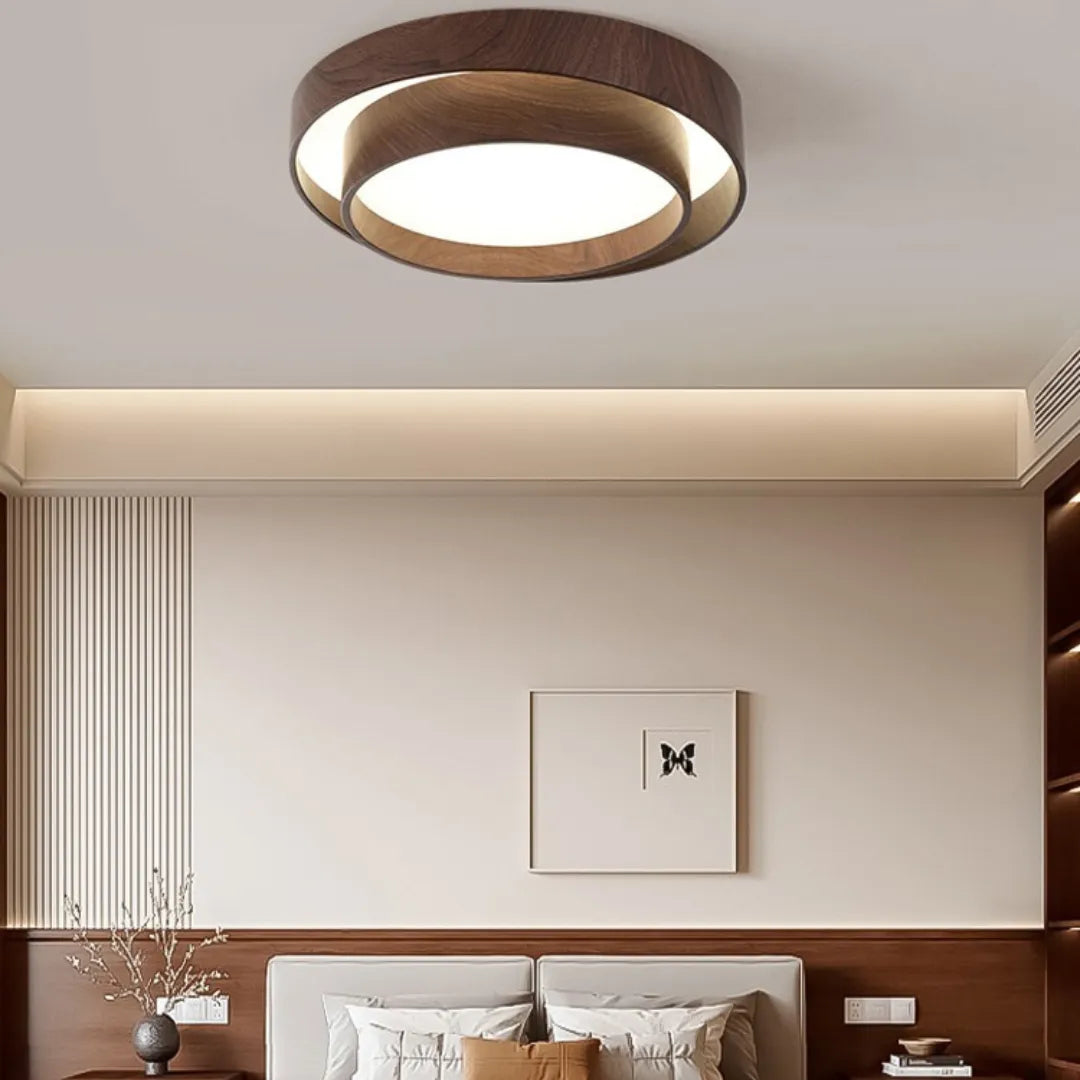 Plafon de Teto LED Madeira Nogueira Nórdika