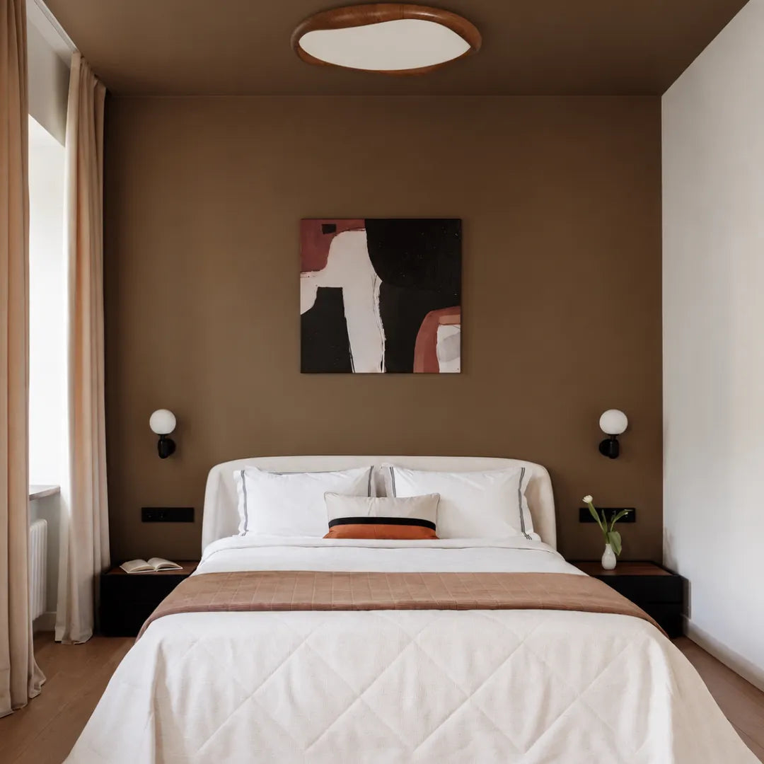 Plafon LED Orgânico Auri Madeira Marrom 52cm